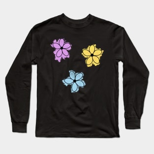 Watercolor Flower Doodle 3 Pack Long Sleeve T-Shirt